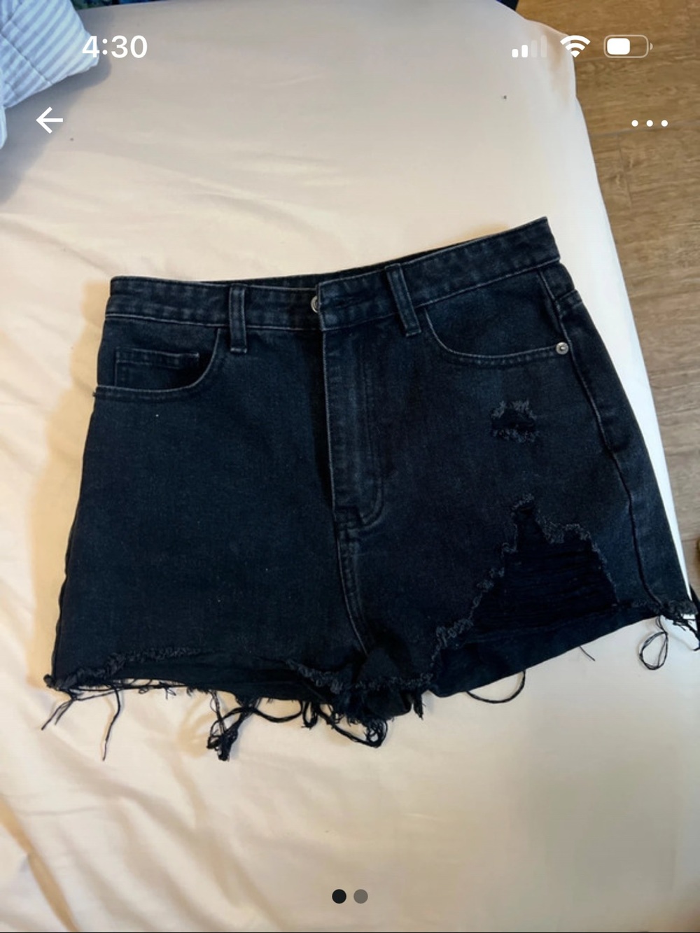 PrettyLittleThing Black Distressed High-Rise Denim Shorts